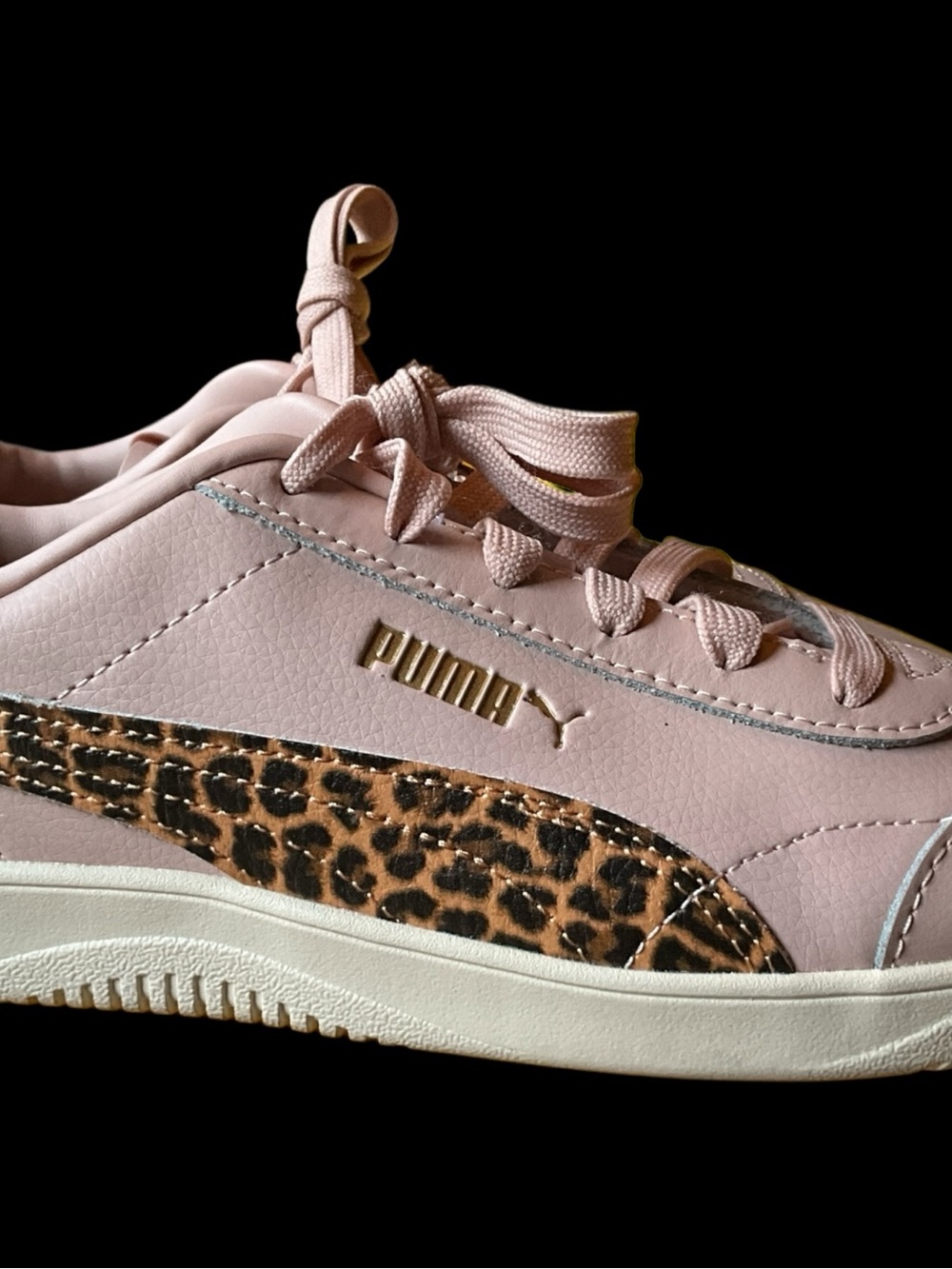 Puma Pink Sneakers with Leopard Accent
